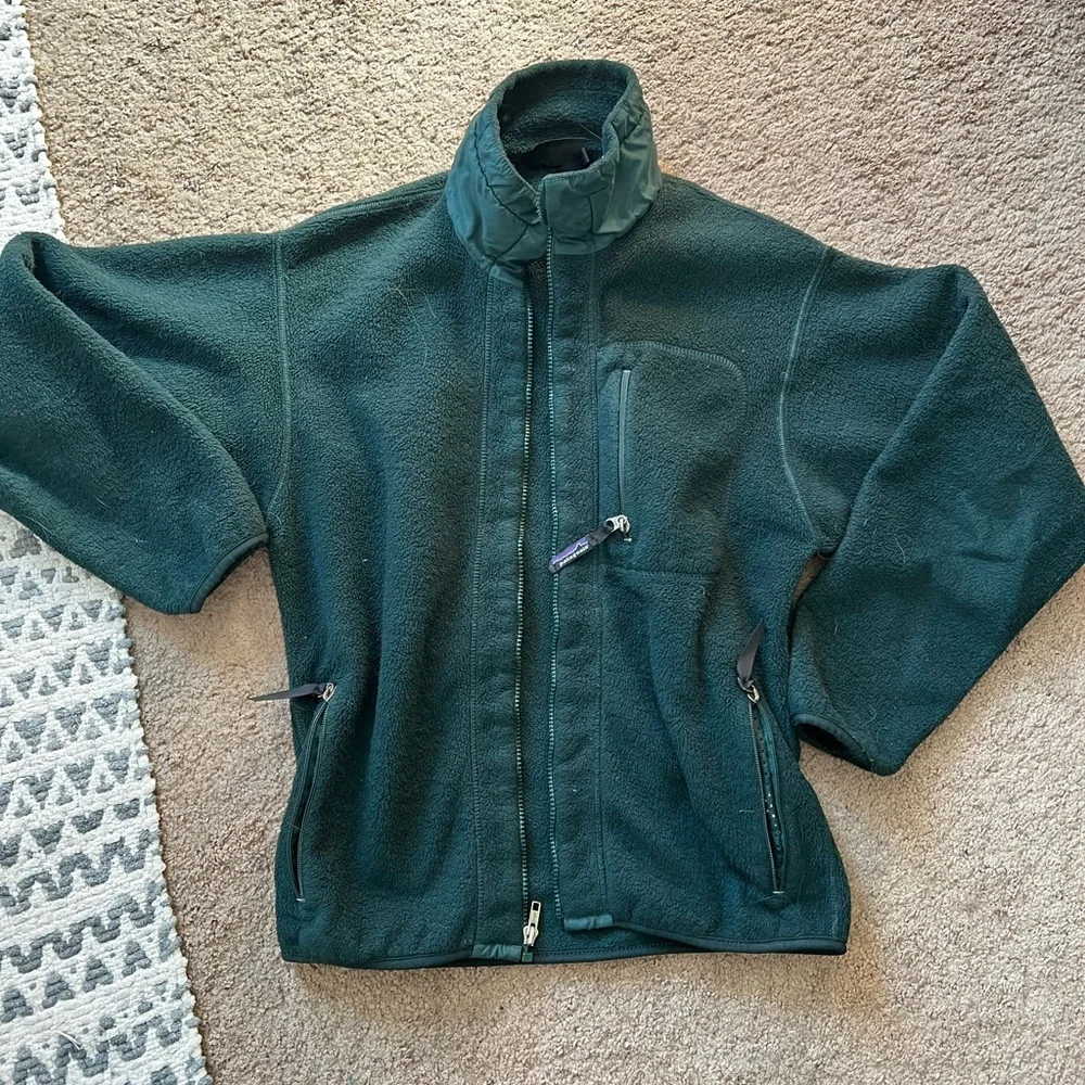 Vintage Patagonia Synchilla Full Zip Fleece Jacket in Dark Green - Picture 1 of 3